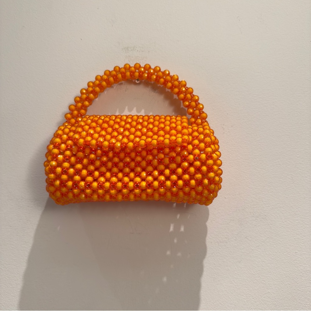 Perade Aniya Handcrafted In Nigeria Orange Glass Beaded Handbag - Picture 5 of 12